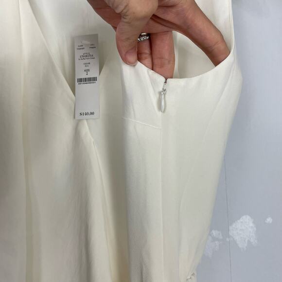 White House Black Market | NWT WHBM White Sleeveless Waterfall Ruffle Wrap Dress - Picture 9 of 11